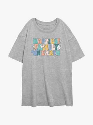Disney Mickey Mouse Happiest Family On Earth Girls Oversized T-Shirt