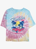 Disney Mickey Mouse Minnie Road Trip Womens Tie-Dye Crop T-Shirt