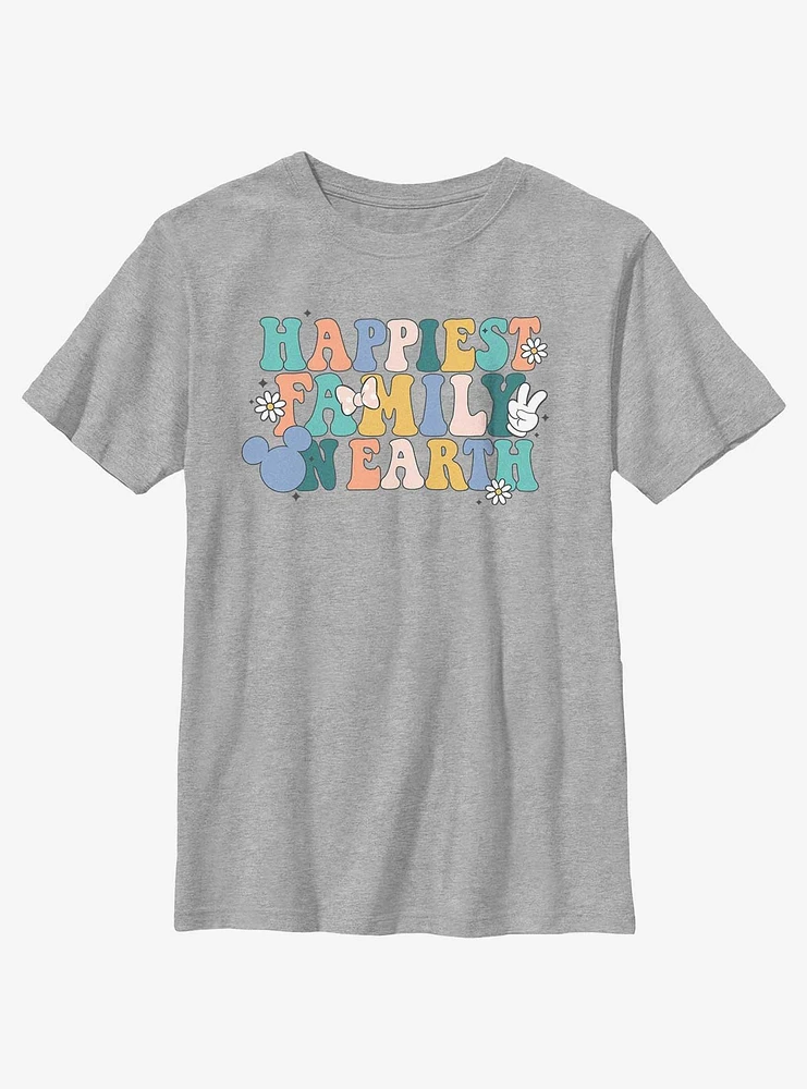 Disney Mickey Mouse Happiest Family On Earth Youth T-Shirt