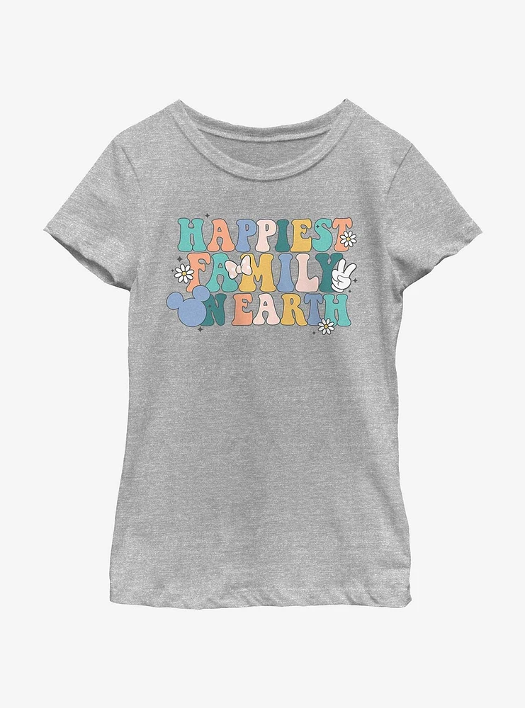 Disney Mickey Mouse Happiest Family On Earth Youth Girls T-Shirt