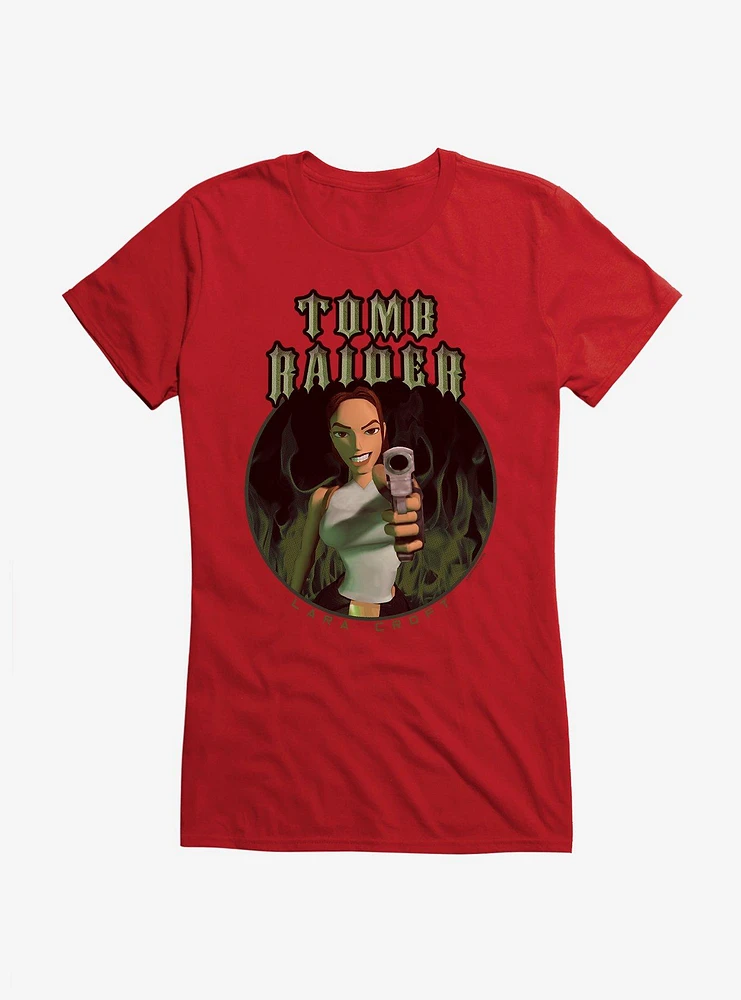 Tomb Raider Lara Croft Green Flames Girls T-Shirt