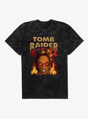 Tomb Raider II Lara Croft Flames Mineral Wash T-Shirt