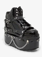 YRU Black Shiny Spike Qozmo Sneakers