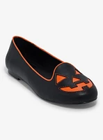 Strange Cvlt Black & Orange Jack-O'-Lantern Face Flats