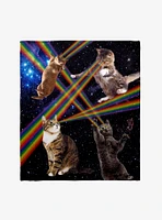 Cats Rainbow Laser In Space Throw Blanket