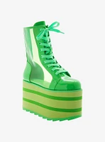 YRU Neon Green Hi-Top Platform Sneakers