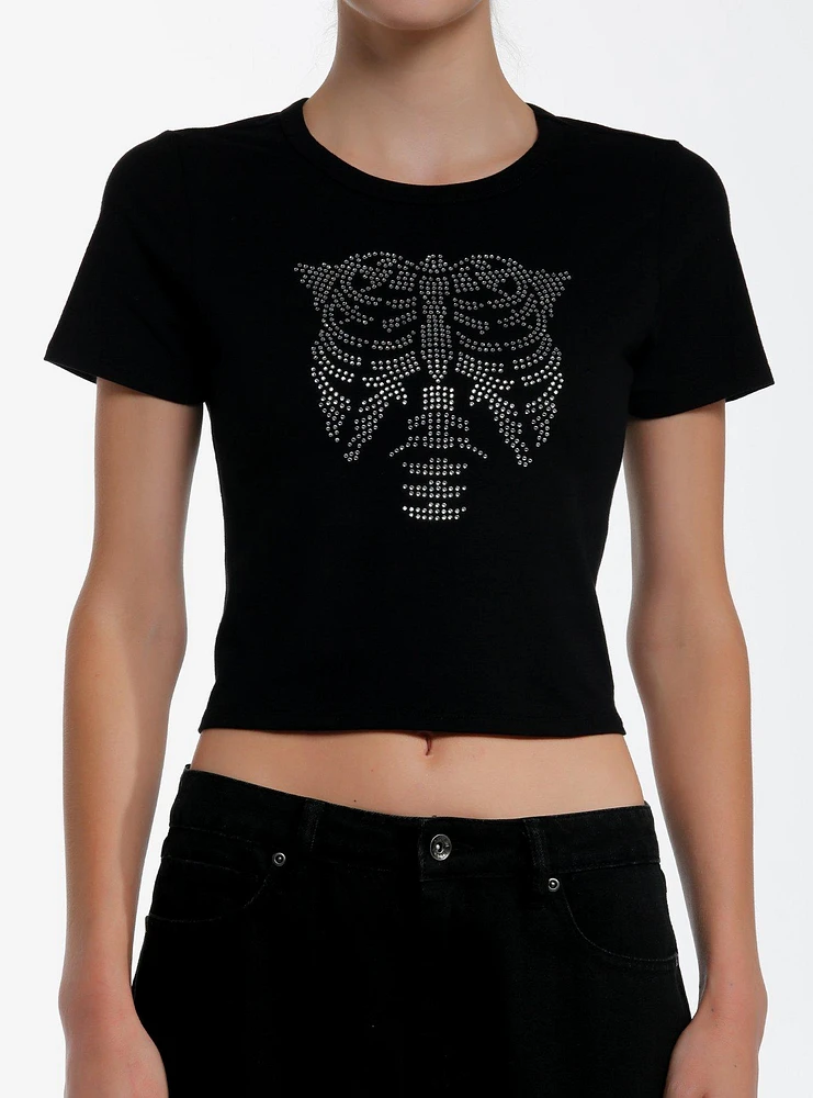 Black Rhinestone Rib Cage Girls Baby T-Shirt