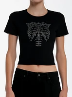 Black Rhinestone Rib Cage Girls Baby T-Shirt