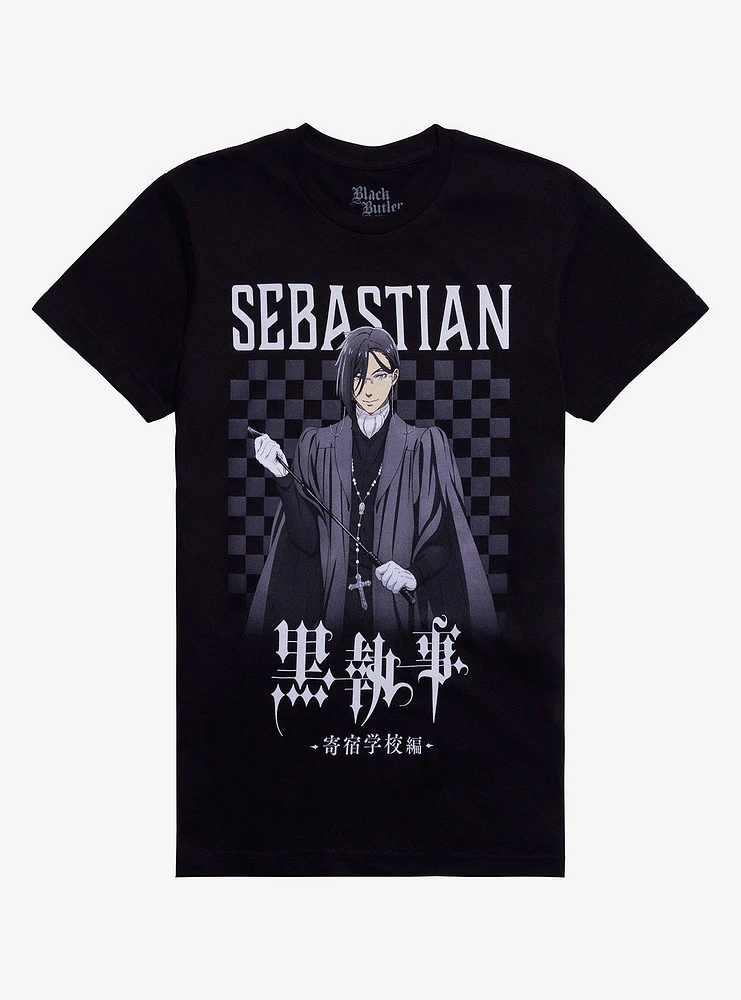 Black Butler Sebastian Checkered Girls T-Shirt