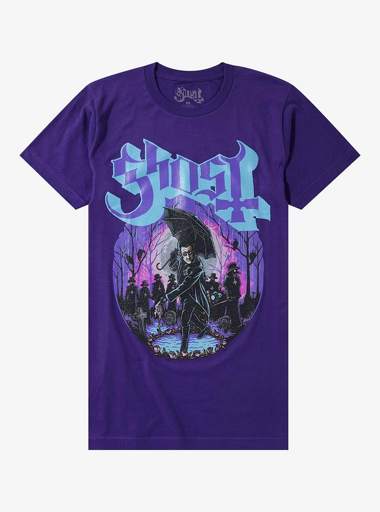 Ghost Unholy Cemetery Gathering Glitter Boyfriend Fit Girls T-Shirt