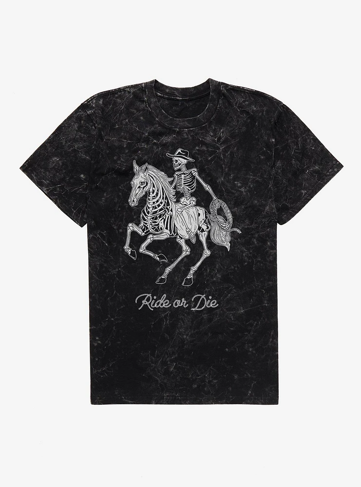 Ride Or Die Skeleton Cowboy Mineral Wash T-Shirt