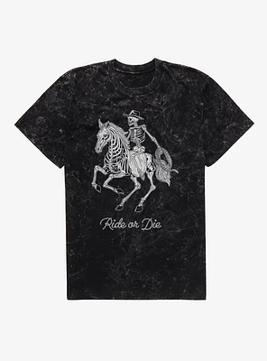 Ride Or Die Skeleton Cowboy Mineral Wash T-Shirt