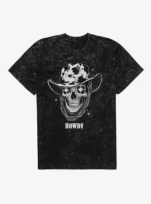 Howdy Cowboy Skull Mineral Wash T-Shirt