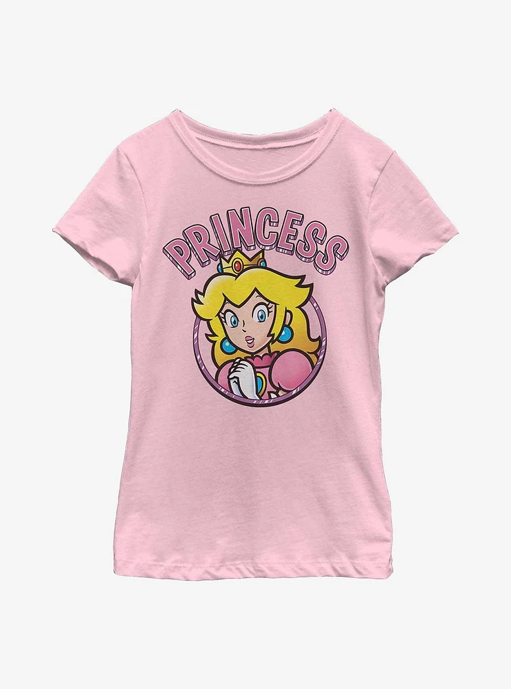 Nintendo Super Mario Princess Peach Circular Portrait Youth Girls T-Shirt