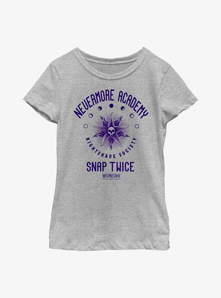 Wednesday Nevermore Academy Nightshade Society Youth Girls T-Shirt