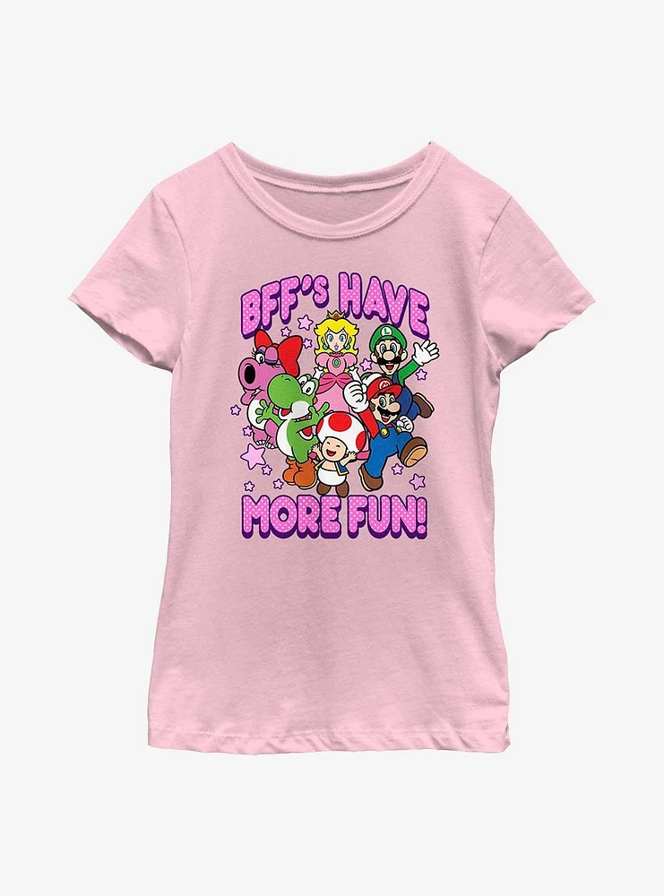 Nintendo Super Mario BFF'S Have More Fun Youth Girls T-Shirt