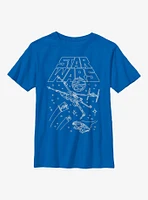 Star Wars Outline Space Battle Youth T-Shirt