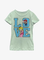 Nintendo Super Mario Love Collegiate Font Youth Girls T-Shirt