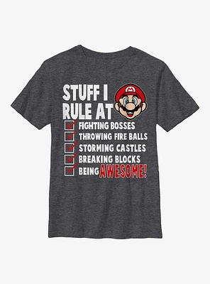 Nintendo Super Mario Stuff I Rule At Youth T-Shirt