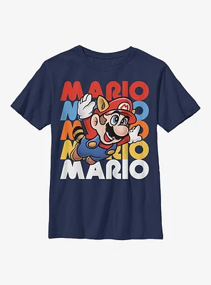 Nintendo Super Mario Flying Free Name Stack Youth T-Shirt