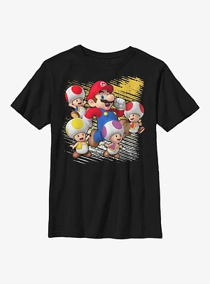 Nintendo Super Mario Toad Squad Running Youth T-Shirt