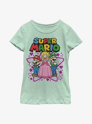 Nintendo Super Mario Stars Trio Youth Girls T-Shirt