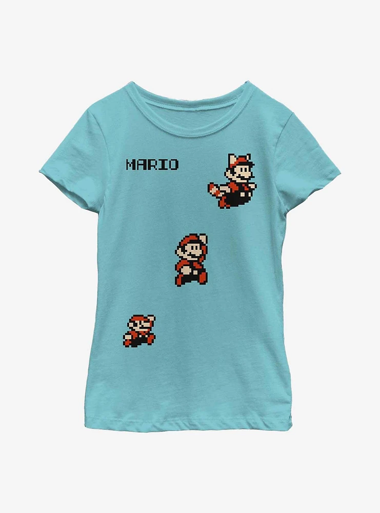 Nintendo Super Mario Flying Raccoon Pixel Youth Girls T-Shirt