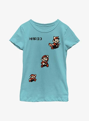 Nintendo Super Mario Flying Raccoon Pixel Youth Girls T-Shirt