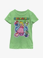 Nintendo Super Mario Circular Trio Icons Youth Girls T-Shirt