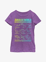 Jurassic Park Dinosaur Identification Chart Gradient Youth Girls T-Shirt