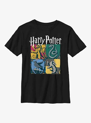 Harry Potter Houses Grid Youth T-Shirt