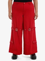 Social Collision Eyeball Spider Red Girls Wide Leg Jeans Plus