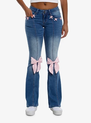 Pink Rosette Ribbon Jeans