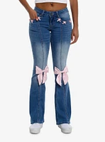 Pink Rosette Ribbon Jeans