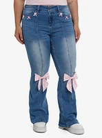 Pink Rosette Ribbon Jeans Plus