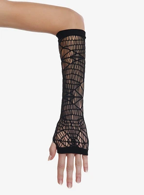 Black Spiderweb Net Arm Warmers