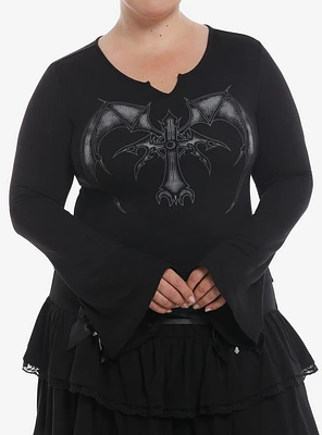 Cosmic Aura Bat Wing Cross Girls Bell Sleeve Top Plus