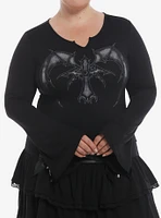 Cosmic Aura Bat Wing Cross Girls Bell Sleeve Top Plus