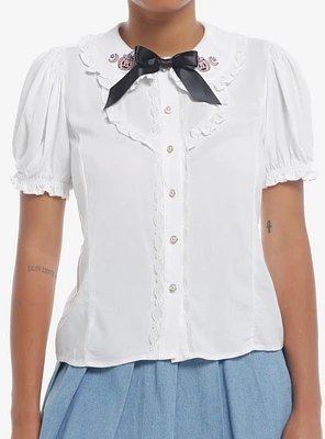 Sweet Society Pink Jack-O'-Lanterns Ruffle Collar Girls Top