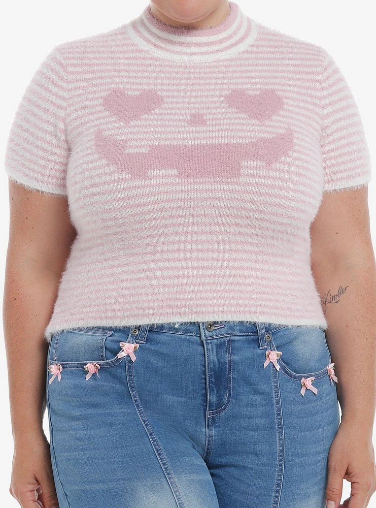 Sweet Society Pink Pumpkin Stripe Girls Sweater Top Plus