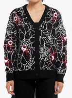 Social Collision Spiderweb Eyeball Girls Cardigan