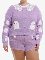 Sweet Society Pastel Purple Ghost Knit Girls Cardigan Plus