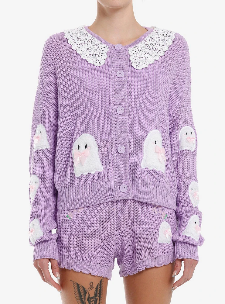 Sweet Society Pastel Purple Ghost Knit Girls Cardigan