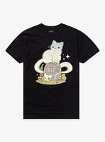 Cat Ghost Tombstone T-Shirt By Rihnlin