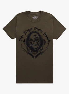 Five Finger Death Punch Skull Crest Boyfriend Fit Girls T-Shirt