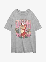 Disney Alice Wonderland Dinah Floral Wreath Girls Oversized T-Shirt