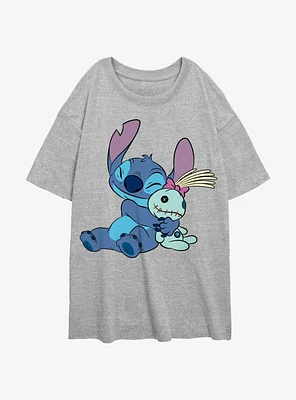 Disney Lilo & Stitch Hugging Scrump Girls Oversized T-Shirt