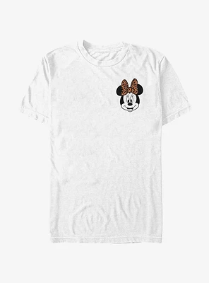Disney Minnie Mouse Face Leopard Pocket T-Shirt