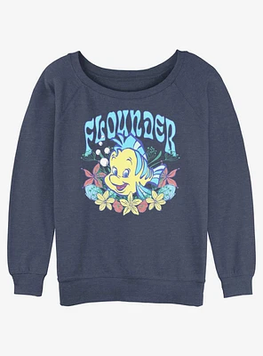 Disney The Little Mermaid Flounder Floral Wreath Girls Slouchy Sweatshirt