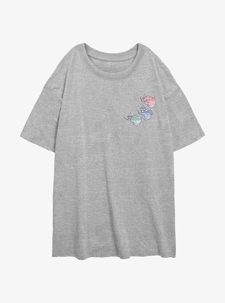 Disney Sleeping Beauty Fairy Trio Pocket Girls Oversized T-Shirt